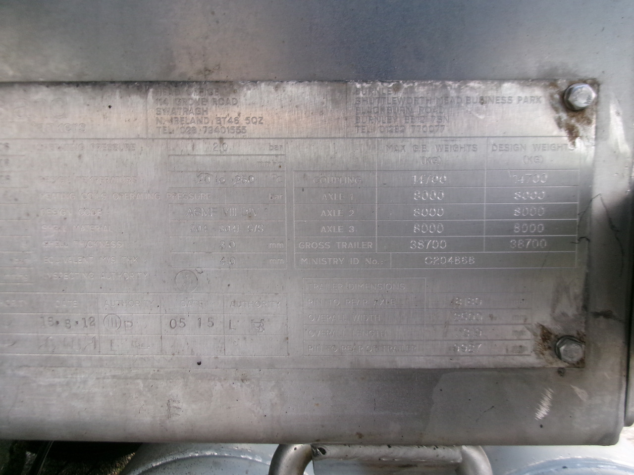 نصف مقطورة صهريج لنقل البيتومين Crossland Bitumen tank inox 33 m3 / 1 comp + ADR L4BN: صورة 18