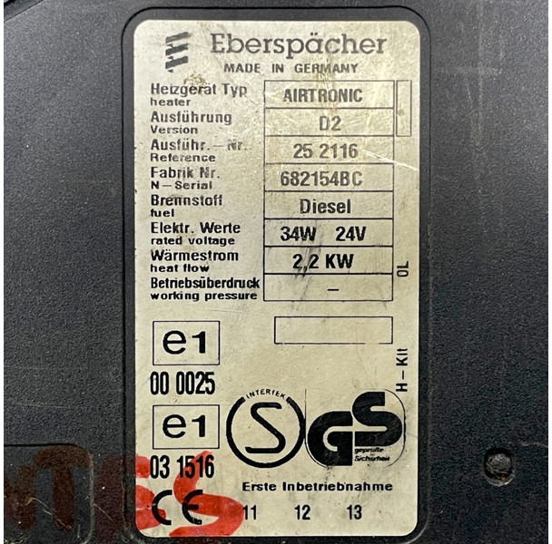 الحرارة/ التهوية Eberspächer 4-series 124 (01.95-12.04): صورة 5