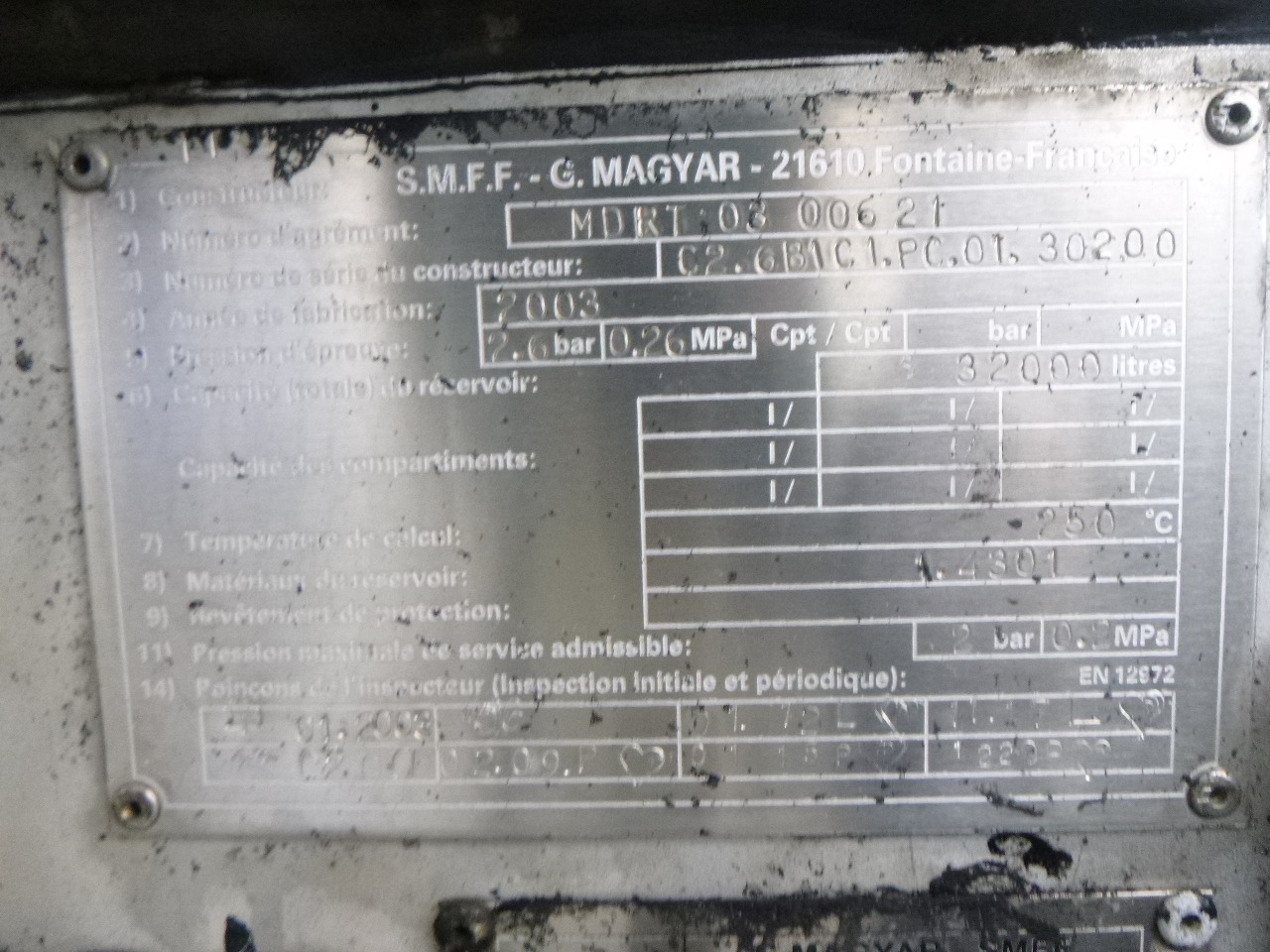 نصف مقطورة صهريج لنقل البيتومين Magyar Bitumen tank inox 31.8 m3 / 1 comp / ADR 22/10/2024: صورة 11