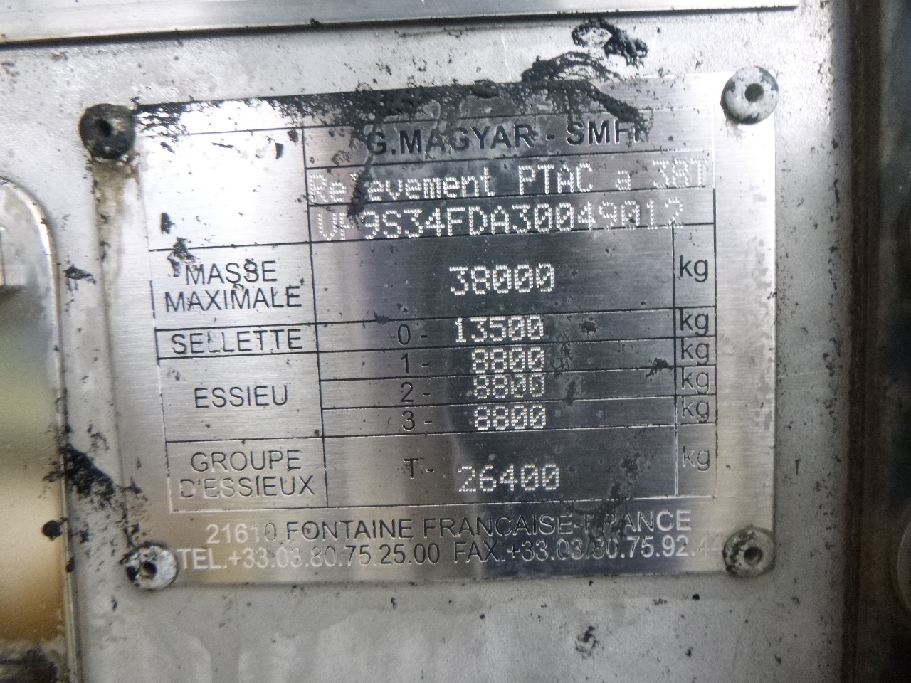 نصف مقطورة صهريج لنقل البيتومين Magyar Bitumen tank inox 31.8 m3 / 1 comp / ADR 22/10/2024: صورة 12