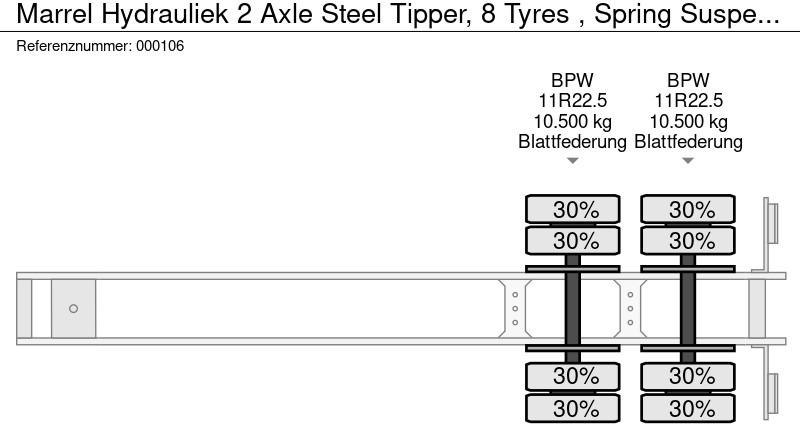 نصف مقطورة قلابة Marrel Hydrauliek 2 Axle Steel Tipper, 8 Tyres  , Spring Suspension , Drum Brakes: صورة 13