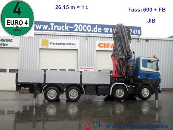 شاحنات مسطحة Scania R 420 Fassi 600  60T/M Jib Seilwind FB Euro 4: صورة 1