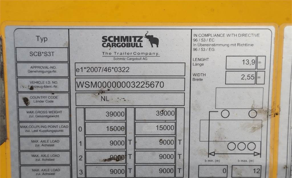 نصف مقطورة بستائر جانبية Schmitz CARGOBULL SCB53T CoC Documents, TuV Loading Certif: صورة 6