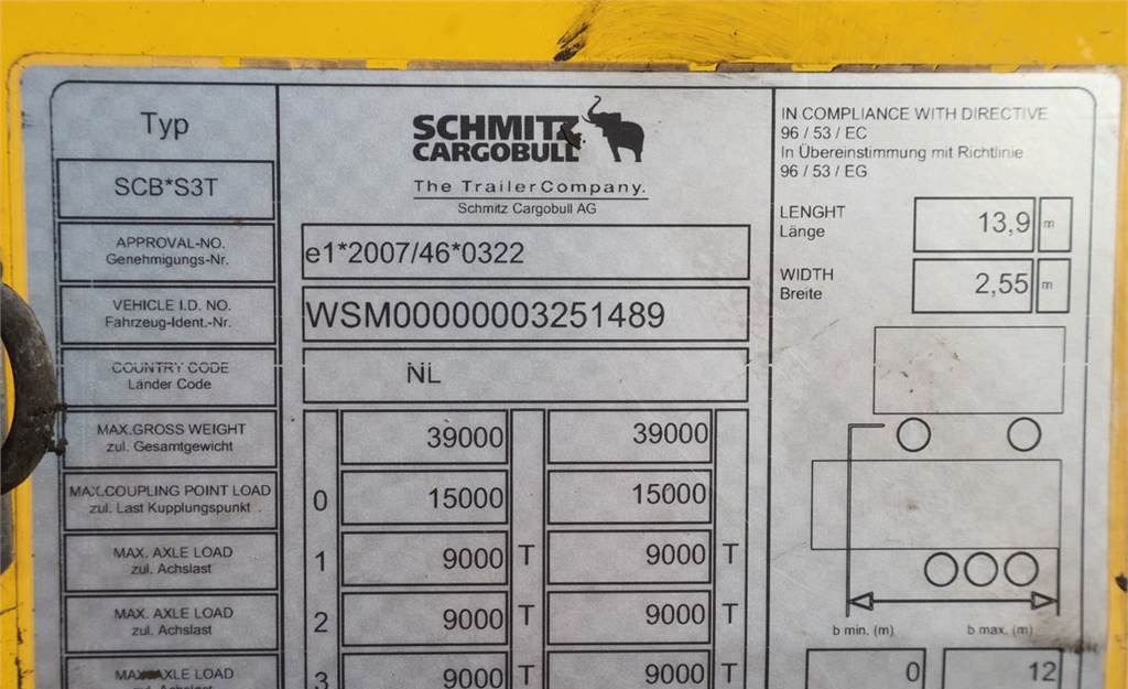 نصف مقطورة بستائر جانبية Schmitz CARGOBULL SCB53T CoC Documents, TuV Loading Certif: صورة 6