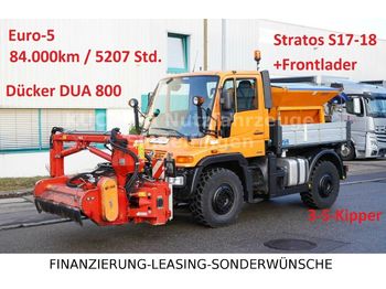 Unimog U400 Kipper+Böschungsmäher+Frontlader+Salzstreue  - شاحنة قلاب