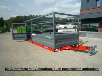 مقطورة للماشية للبيع  UNIA Transportplattform PL-6 mit Viehaufbau rund: صورة 1