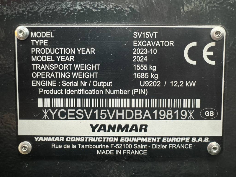 حفار صغير Yanmar SV15VT - (NEW) / Hammer Lines / CE: صورة 19