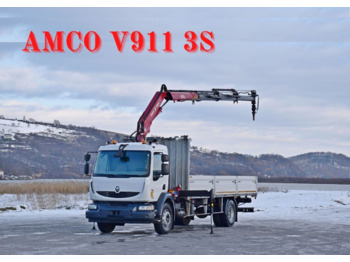 Renault MIDLUM 220 DXI *PRITSCHE 7,35m * KRAN + FUNK - شاحنات مسطحة: صورة 1