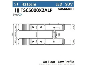 معدات الورشة TSC5000X2A LP wheel alignment lift - On floor - Free wheel lifting system - 5.2 m lightened runways (76 cm wide) - Low profile - 5T: صورة 4