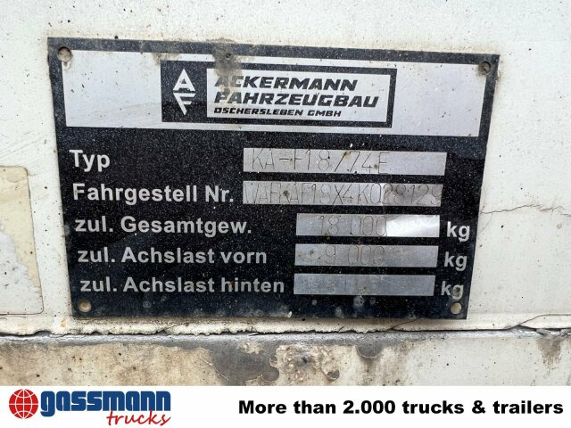 Ackermann Ackermann, Oschersl. KA-F 18/74E mit LBW MBB, - مقطورة بصندوق مغلق: صورة 5 Ackermann Ackermann, Oschersl. KA-F 18/74E mit LBW MBB, - مقطورة بصندوق مغلق: صورة 5