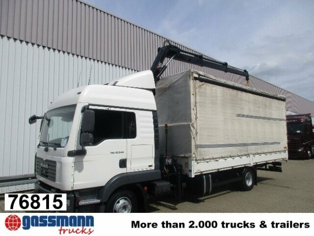 MAN TGL 12.240BL 4x2, mit Kran Hiab 088 mit Funk - شاحنة ذات ستائر جانبية, شاحنة كرين: صورة 1 MAN TGL 12.240BL 4x2, mit Kran Hiab 088 mit Funk - شاحنة ذات ستائر جانبية, شاحنة كرين: صورة 1