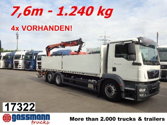 MAN TGM 26.340 6x2-4 LL,Lenk-Liftachse, Heckkran, - شاحنات مسطحة, شاحنة كرين: صورة 1 MAN TGM 26.340 6x2-4 LL,Lenk-Liftachse, Heckkran, - شاحنات مسطحة, شاحنة كرين: صورة 1