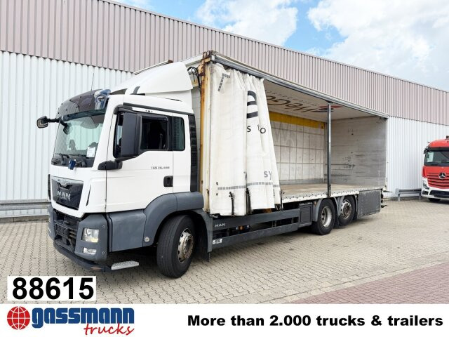 MAN TGS 26.400 6x2-4 LL, Lenk-/Lift, Hubdach - شاحنات مسطحة, شاحنة كرين: صورة 1 MAN TGS 26.400 6x2-4 LL, Lenk-/Lift, Hubdach - شاحنات مسطحة, شاحنة كرين: صورة 1