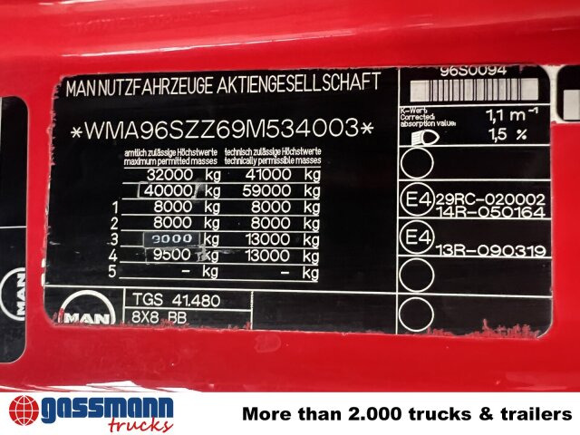 MAN TGS 41.480 8X8 BB, Motorabtrieb - شاحنة برافعة خطافية: صورة 5 MAN TGS 41.480 8X8 BB, Motorabtrieb - شاحنة برافعة خطافية: صورة 5