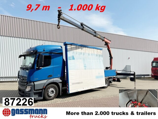 Mercedes-Benz Actros 1836 L 4x2, Glastransporter, Heckkran - شاحنات مسطحة, شاحنة كرين: صورة 1 Mercedes-Benz Actros 1836 L 4x2, Glastransporter, Heckkran - شاحنات مسطحة, شاحنة كرين: صورة 1