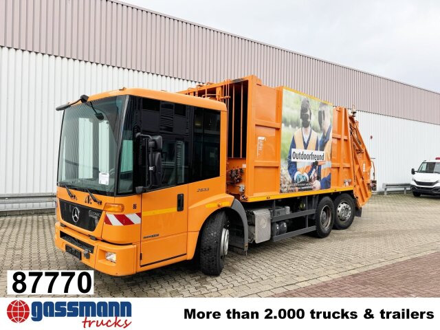 Mercedes-Benz Econic 2633 LL 6x2/4 NLA, EEV, Lenkachse, Haller - شاحنة قمامة: صورة 1 Mercedes-Benz Econic 2633 LL 6x2/4 NLA, EEV, Lenkachse, Haller - شاحنة قمامة: صورة 1