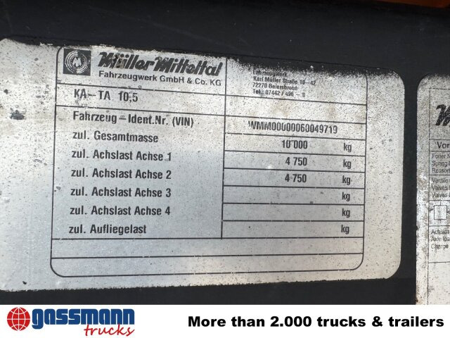 Müller-Mitteltal KA-TA 10.5C, Ex-Stadtverwaltung - مقطورة قلابة: صورة 2 Müller-Mitteltal KA-TA 10.5C, Ex-Stadtverwaltung - مقطورة قلابة: صورة 2