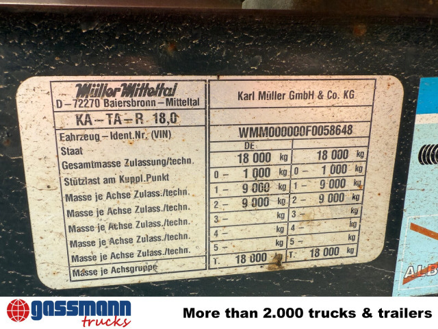 Müller-Mitteltal KA-TA-R 18.0, Alu-Bordwände, ca. 10m³ - مقطورة قلابة: صورة 2 Müller-Mitteltal KA-TA-R 18.0, Alu-Bordwände, ca. 10m³ - مقطورة قلابة: صورة 2