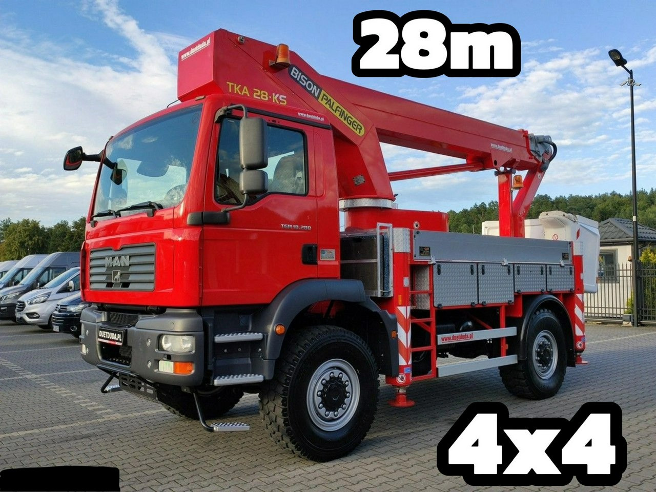 MAN TGM 18.280 4x4 Zwyżka Bison Palfinger TKA 28 Podnośnik Koszowy - منصة محمولة مثبتة على الشاحنة: صورة 1 MAN TGM 18.280 4x4 Zwyżka Bison Palfinger TKA 28 Podnośnik Koszowy - منصة محمولة مثبتة على الشاحنة: صورة 1