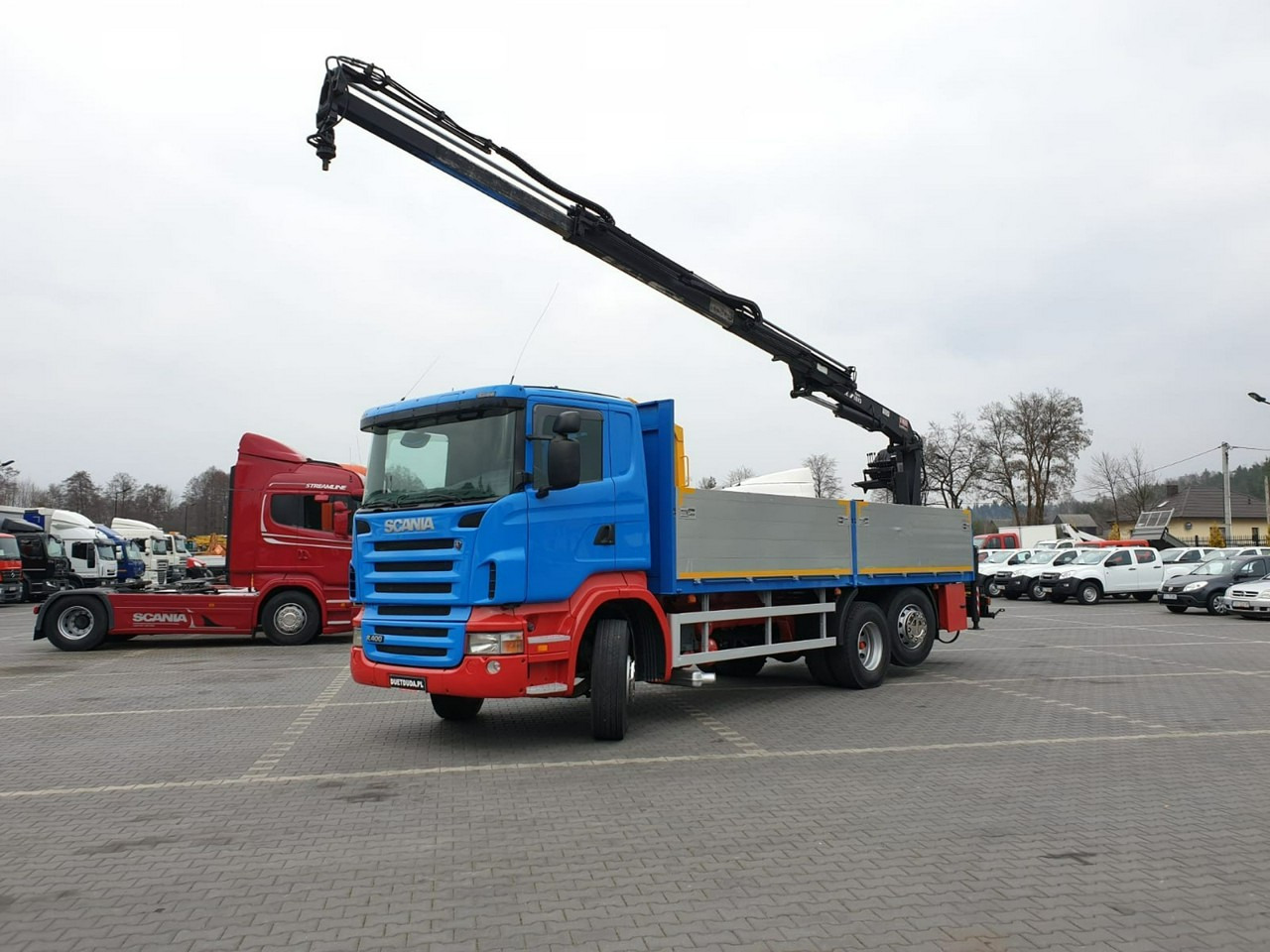Scania R 400 LB 6x2 HDS Budowlanka Widły Oś Skrętna Super Stan - شاحنات مسطحة, شاحنة كرين: صورة 3 Scania R 400 LB 6x2 HDS Budowlanka Widły Oś Skrętna Super Stan - شاحنات مسطحة, شاحنة كرين: صورة 3
