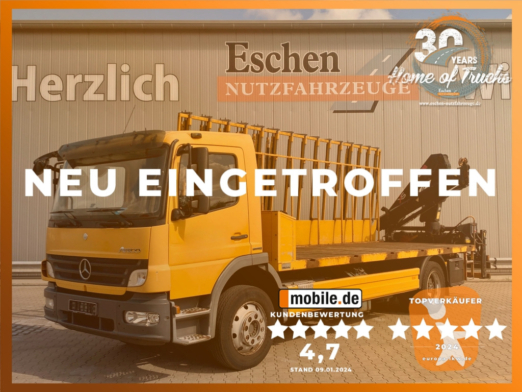 Mercedes-Benz 1224 L Atego / HIAB-Kran / Glastransporter - شاحنات مسطحة, شاحنة كرين: صورة 1 Mercedes-Benz 1224 L Atego / HIAB-Kran / Glastransporter - شاحنات مسطحة, شاحنة كرين: صورة 1