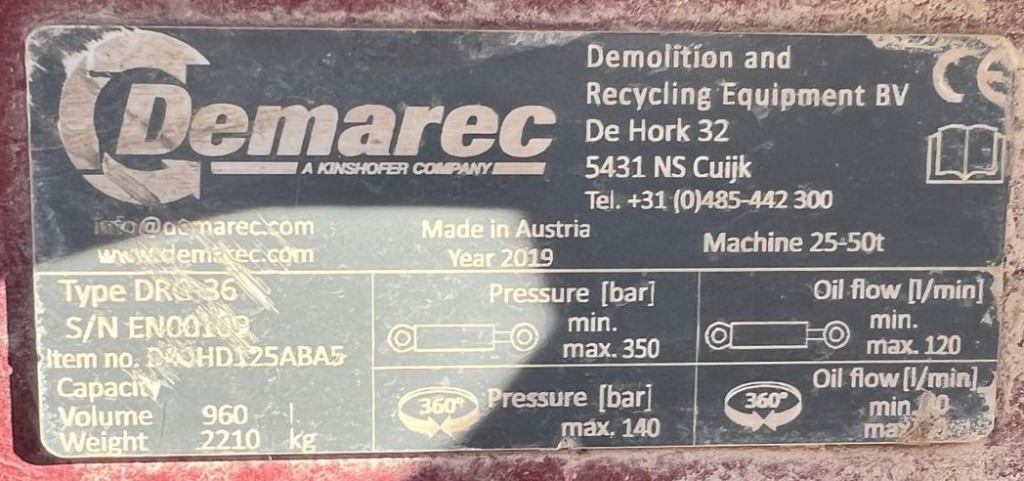 Demarec Sortiergreifer DRG 36 Anbaugeräte Baumaschinen Sortiergreifer 960Ltr. für Maschine 25-50to - كلّاب: صورة 4 Demarec Sortiergreifer DRG 36 Anbaugeräte Baumaschinen Sortiergreifer 960Ltr. für Maschine 25-50to - كلّاب: صورة 4