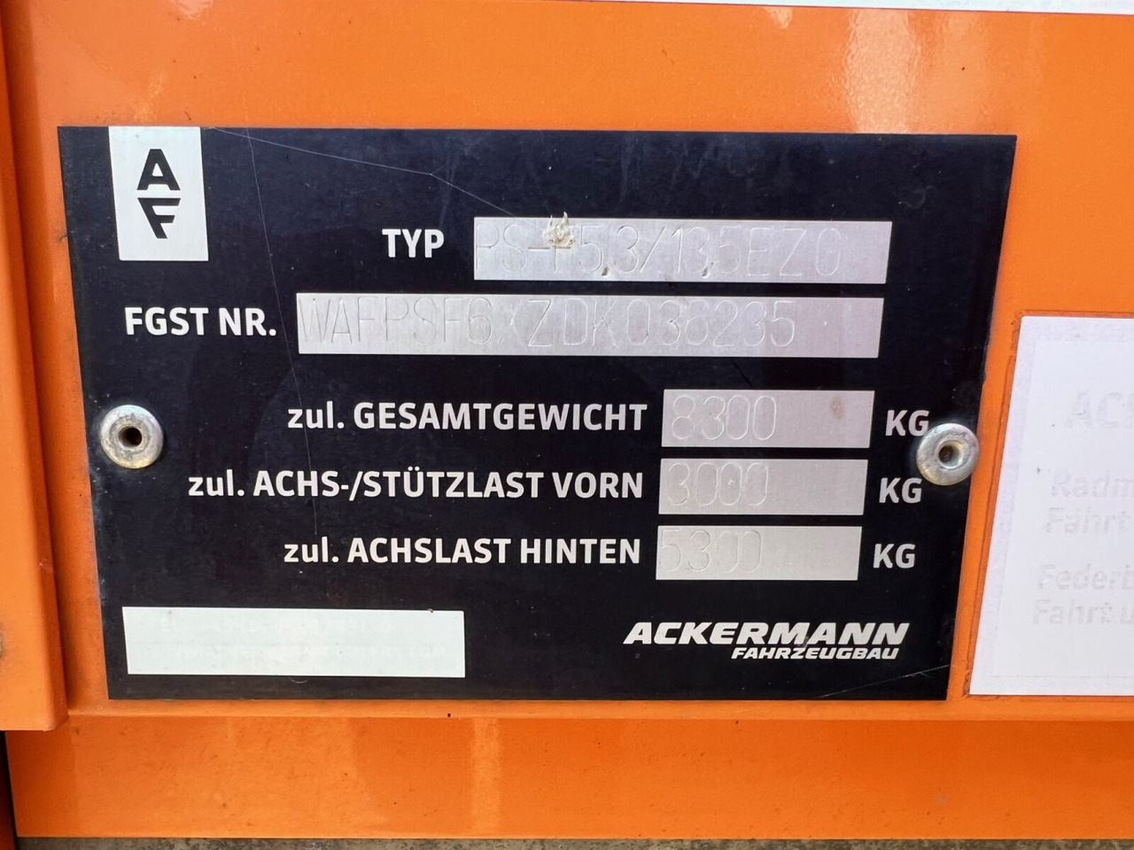 Ackermann PS-F 5.3/13.5 EZG SPS PS-F 5.3/13.5 EZG SPS, Edscha-Verdeck, Lenkachse - نصف مقطورة بستائر جانبية: صورة 5 Ackermann PS-F 5.3/13.5 EZG SPS PS-F 5.3/13.5 EZG SPS, Edscha-Verdeck, Lenkachse - نصف مقطورة بستائر جانبية: صورة 5