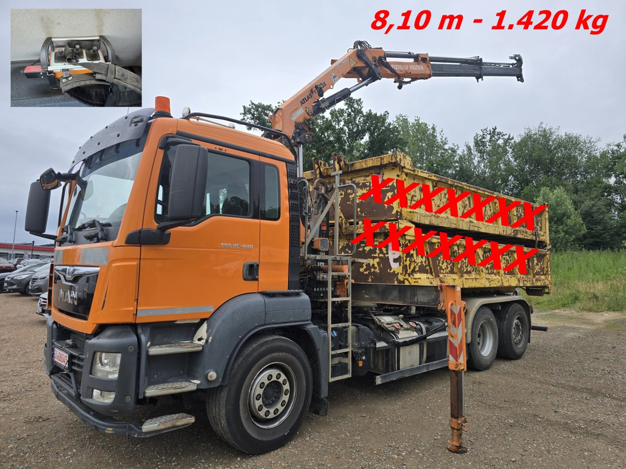 MAN TGS 28.440 BL/6x2/4/45 TGS 28.440 BL/6x2/4, Atlas Kran VDL Abrollanlage, Funk, Lenk-Liftachse, - شاحنة برافعة خطافية, شاحنة كرين: صورة 1 MAN TGS 28.440 BL/6x2/4/45 TGS 28.440 BL/6x2/4, Atlas Kran VDL Abrollanlage, Funk, Lenk-Liftachse, - شاحنة برافعة خطافية, شاحنة كرين: صورة 1