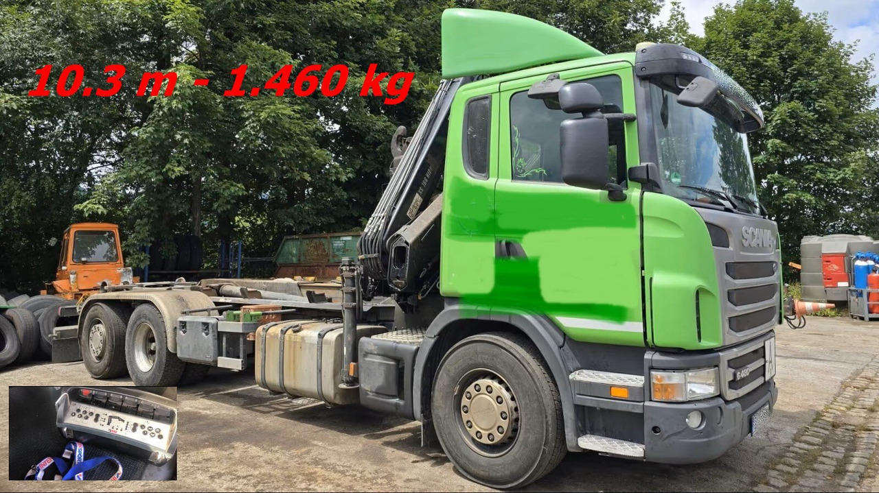 Scania Scania G 480/6x2-4 Scania G 480/6x2-4, Lenk-Liftachse, Hiab Kran Funk 166 HD-3, Abroller XR 18 S 59 - شاحنة برافعة خطافية, شاحنة كرين: صورة 1 Scania Scania G 480/6x2-4 Scania G 480/6x2-4, Lenk-Liftachse, Hiab Kran Funk 166 HD-3, Abroller XR 18 S 59 - شاحنة برافعة خطافية, شاحنة كرين: صورة 1