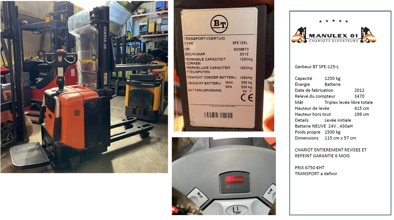 BT SPE125 - AVEC LEVEE INITIALE ET MAT TRIPLEX - آلة تكديس: صورة 1 BT SPE125 - AVEC LEVEE INITIALE ET MAT TRIPLEX - آلة تكديس: صورة 1