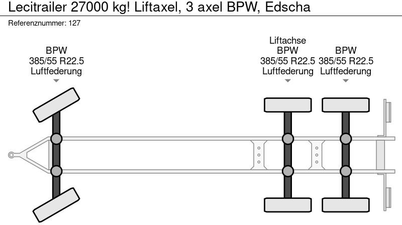 مقطورة ستارة Lecitrailer 27000 kg!   Liftaxel, 3 axel BPW, Edscha: صورة 15 مقطورة ستارة Lecitrailer 27000 kg!   Liftaxel, 3 axel BPW, Edscha: صورة 15