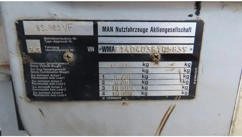 شاحنة قلاب MAN 35.362 8x4 Euro 2, ZF manual gearbox, VERY clean: صورة 17
