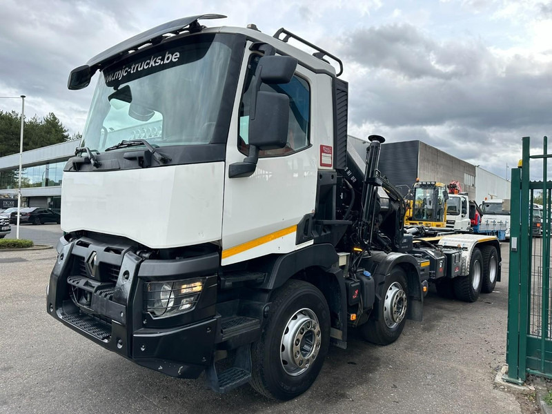 شاحنة برافعة خطافية, شاحنة كرين Renault C460 8x4 HOOKLIFT + (19m!) CRANE HIAB 288 E-6 HIDUO - RADIO - 5/6 F - STEEL SPRING / HUB REDUCTION - BE TRUCK: صورة 17