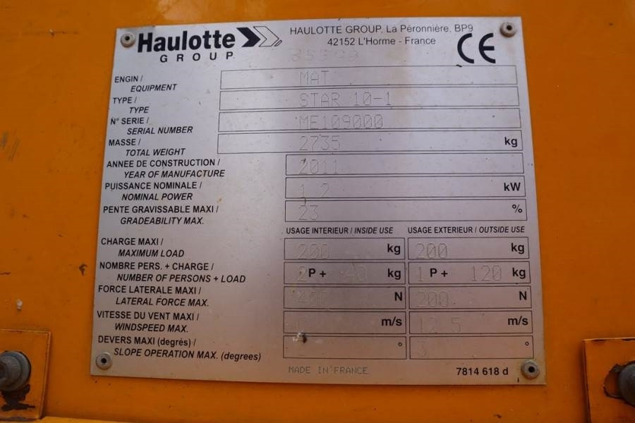مرفاع مقصي Haulotte STAR 10 Electric, 10m Working Height, 3m Reach, 20: صورة 6