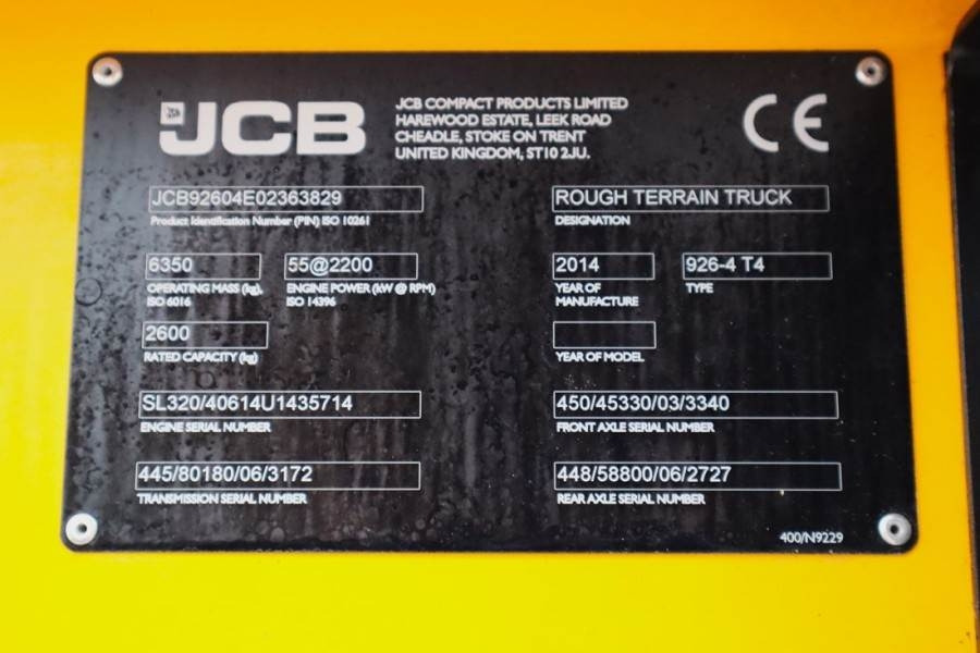 JCB 926 Diesel, 4x4 Drive, Triplex mast, 5500mm Liftin - رافعة شوكية للأراضي الوعرة: صورة 5 JCB 926 Diesel, 4x4 Drive, Triplex mast, 5500mm Liftin - رافعة شوكية للأراضي الوعرة: صورة 5