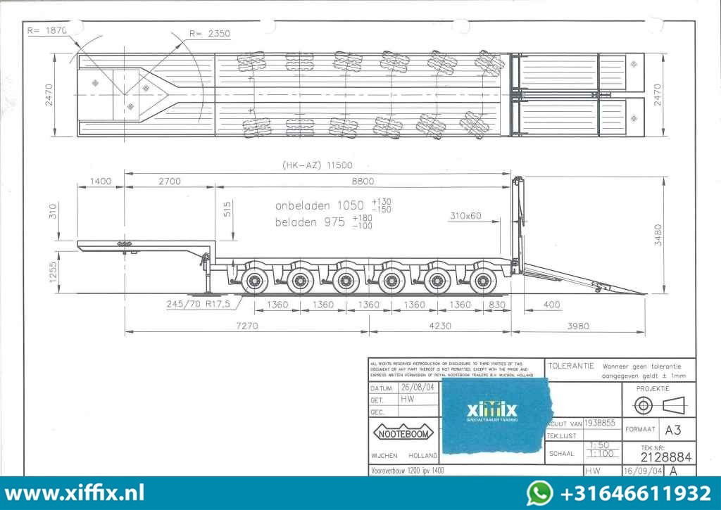 نصف مقطورة بلودر منخفض Nooteboom 6-ass. Semi dieplader met dubbele hydr. Kleppen / 5x gestuurd: صورة 13