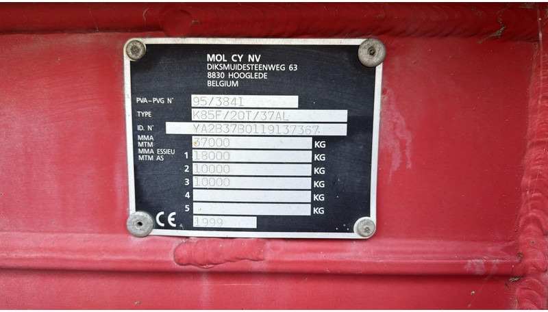 MOL KF85F/20T/37AI (BELGIAN TRAILER / DRUM BRAKES / FREINES TAMBOUR / BPW AXLES) - نصف مقطورة قلابة: صورة 3 MOL KF85F/20T/37AI (BELGIAN TRAILER / DRUM BRAKES / FREINES TAMBOUR / BPW AXLES) - نصف مقطورة قلابة: صورة 3
