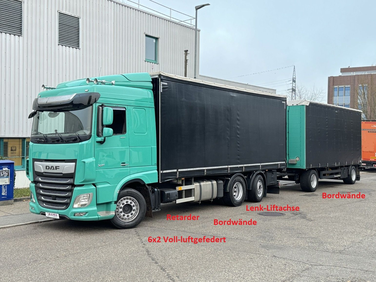 DAF XF480 6x2 Schiebeplane-Zug Bordwände Lenkachse - شاحنة ذات ستائر جانبية: صورة 1 DAF XF480 6x2 Schiebeplane-Zug Bordwände Lenkachse - شاحنة ذات ستائر جانبية: صورة 1