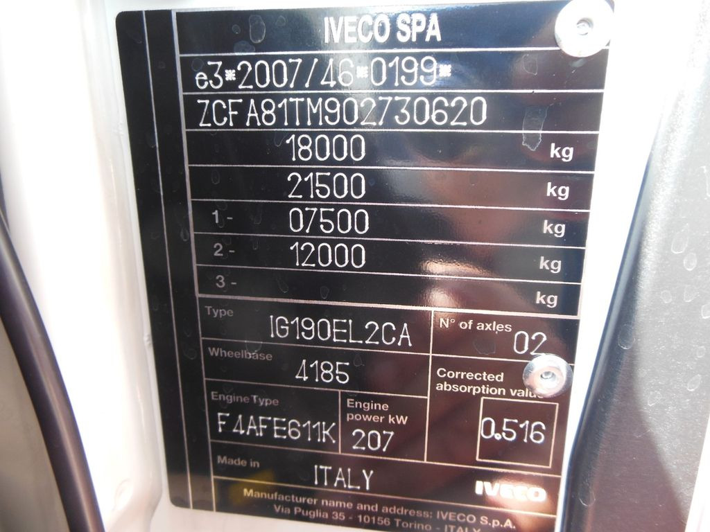 شاحنة بهيكل معدني للمقصورة Iveco EUROCARGO ML 180E28/P, PTO: صورة 23