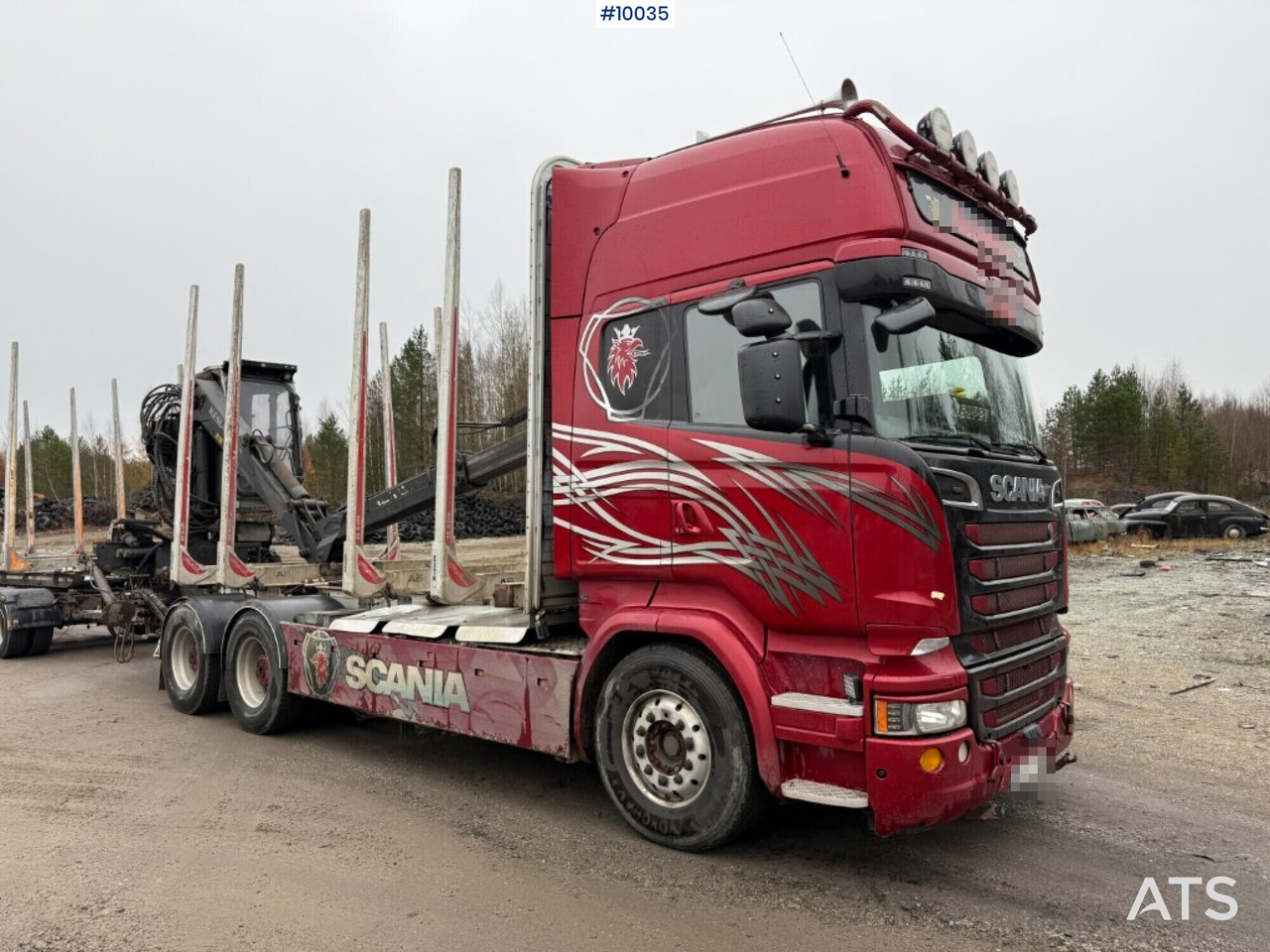 Scania R730 timber truck with crane and trailer (VIDEO) - شاحنة قطع الأشجار, شاحنة كرين: صورة 1 Scania R730 timber truck with crane and trailer (VIDEO) - شاحنة قطع الأشجار, شاحنة كرين: صورة 1