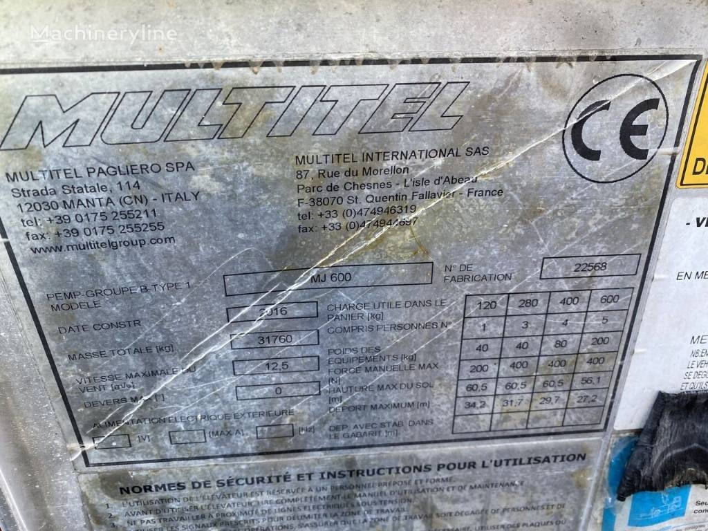 Multitel MJ 600  - مرفاع تلسكوبي: صورة 3 Multitel MJ 600  - مرفاع تلسكوبي: صورة 3