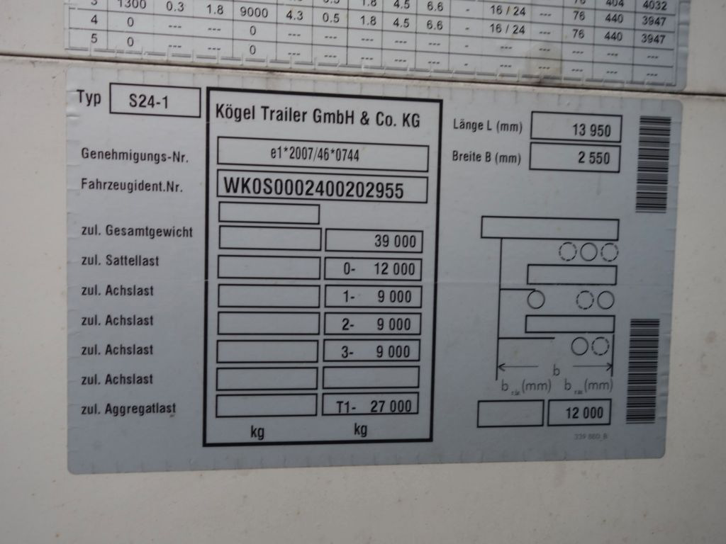 نصف مقطورة بستائر جانبية Kögel SN24 MEGA, Liftachse, SAF Achsen: صورة 16