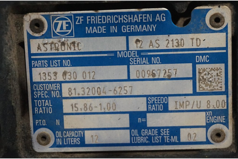 ZF 12AS2130DD TGS 81.32004-6257 - صندوق التروس - شاحنة: صورة 5 ZF 12AS2130DD TGS 81.32004-6257 - صندوق التروس - شاحنة: صورة 5