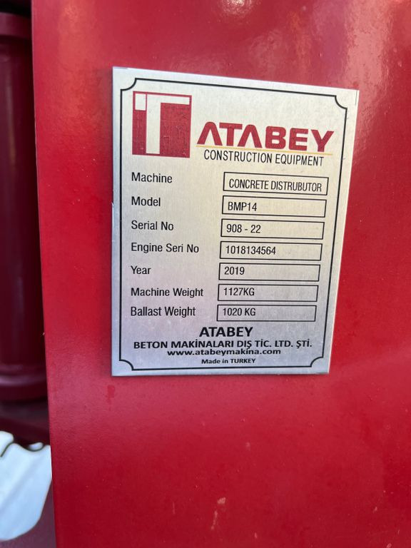 مضخة خرسانة Atabey BMP14 14m, stationary pump, placing boom Atabey BMP14 14m, stationary pump, placing boom: صورة 8