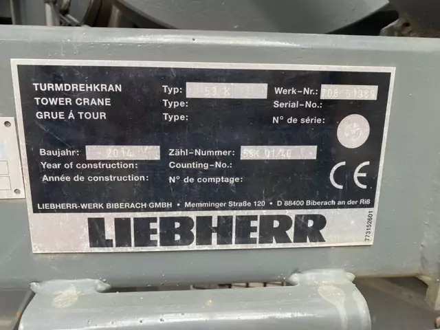 رافعة برجية 2014 Liebherr 53K: صورة 6