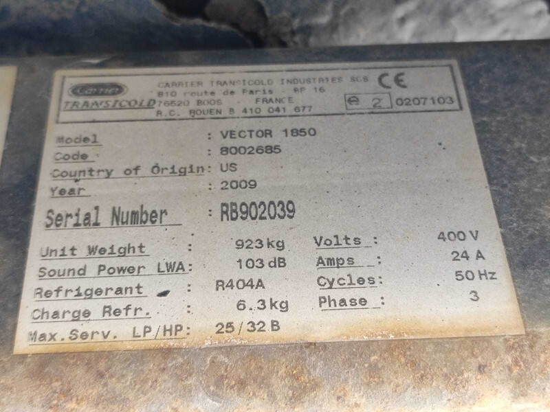 CARRIER VECTOR 1850 REFRIGERATION UNIT / KÜLMASEADE - حاوية تبريد: صورة 3 CARRIER VECTOR 1850 REFRIGERATION UNIT / KÜLMASEADE - حاوية تبريد: صورة 3