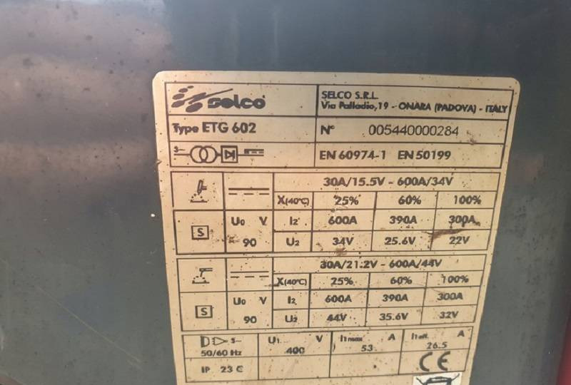 SELCO ETG 602, - معدات اللحام: صورة 4 SELCO ETG 602, - معدات اللحام: صورة 4