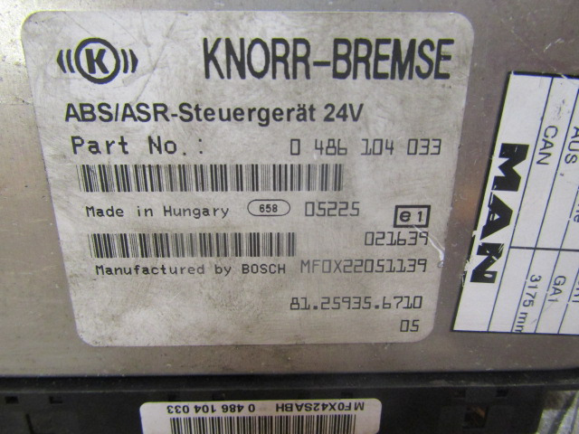 MAN M2000 18.224 ABS/ASR ECU P/NO 81.25935.6710 - وحدة إي سي يو - شاحنة: صورة 2 MAN M2000 18.224 ABS/ASR ECU P/NO 81.25935.6710 - وحدة إي سي يو - شاحنة: صورة 2