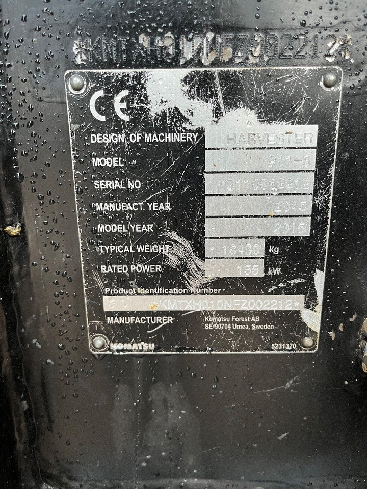 Komatsu 911 - آلة حصاد الأشجار: صورة 5 Komatsu 911 - آلة حصاد الأشجار: صورة 5