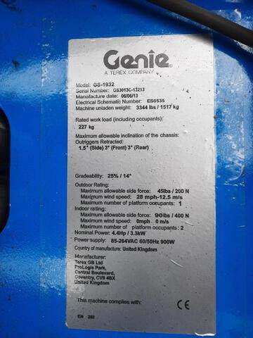 Genie GS1932 - مرفاع مقصي: صورة 2 Genie GS1932 - مرفاع مقصي: صورة 2